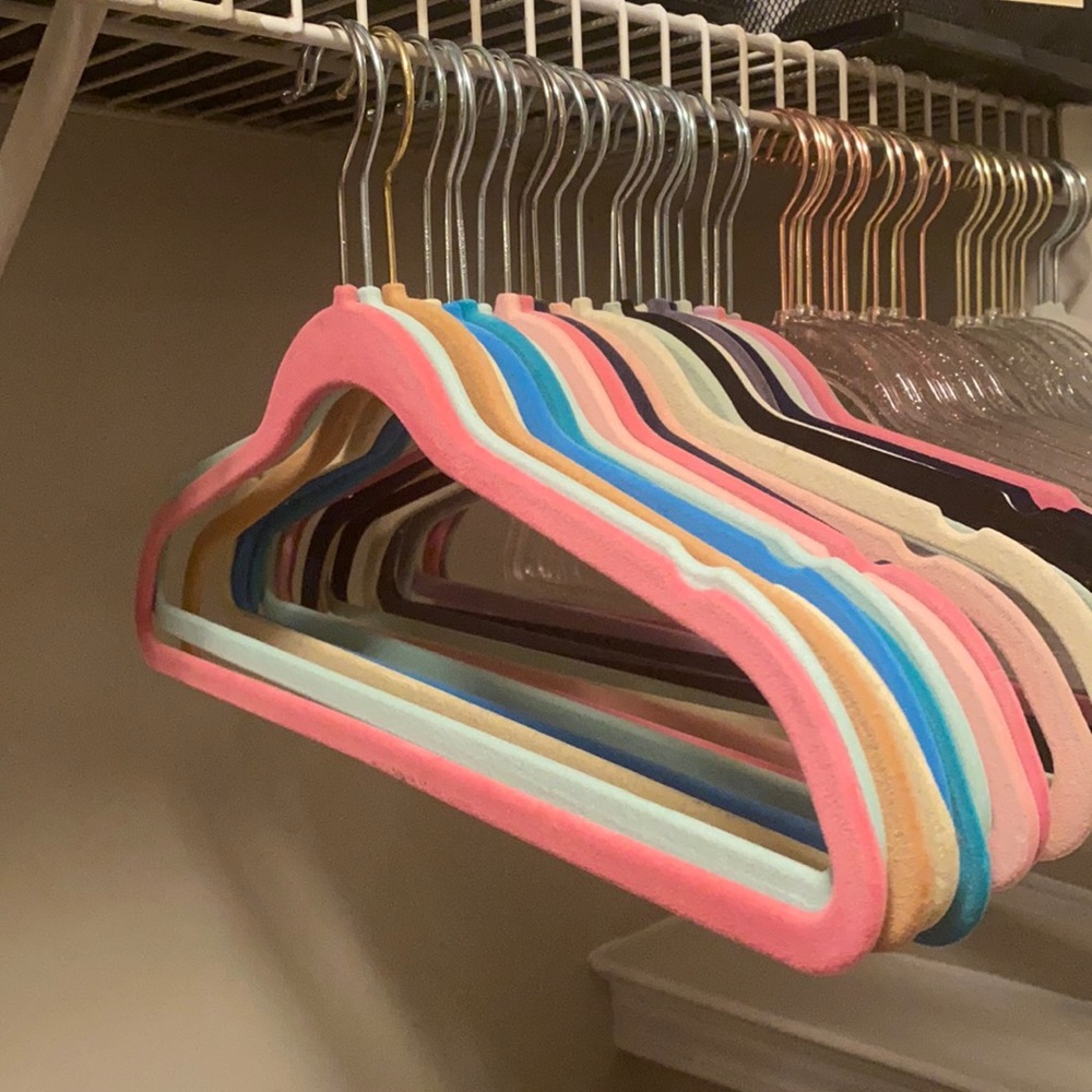 Set/10 Multi Velvet Flat No Slip Clothes Hangers